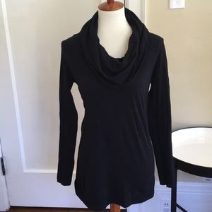 Black cowl neck tunic length top